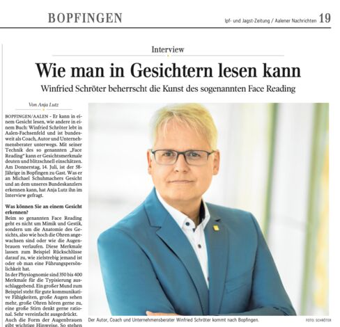 Zeitungsartikel: Wie man in Gesichtern lesen kann